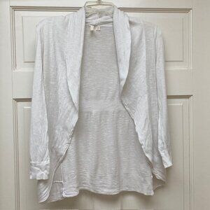 Frenchi lightweight white 100% cotton knit open cardigan size S